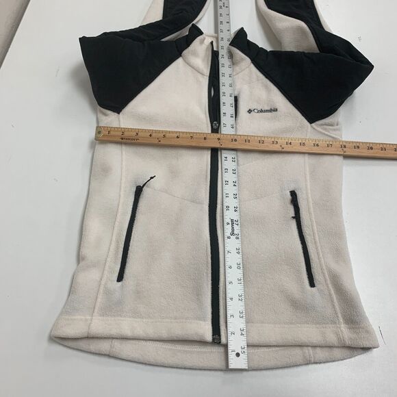 Columbia Full Zip Jacket Womens S Small Cream Colorblock Fleece Raglan Pockets - Picture 8 of 15